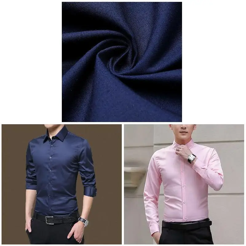 Рубашка мужская с длинным рукавом Модная белая Повседневная однотонная деловой