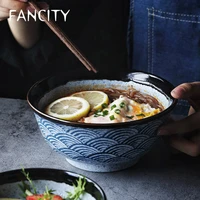 fancity sea ripple underglaze ceramic noodle bowl soup bowl ramen bowl japanese tableware large bowl household creative
