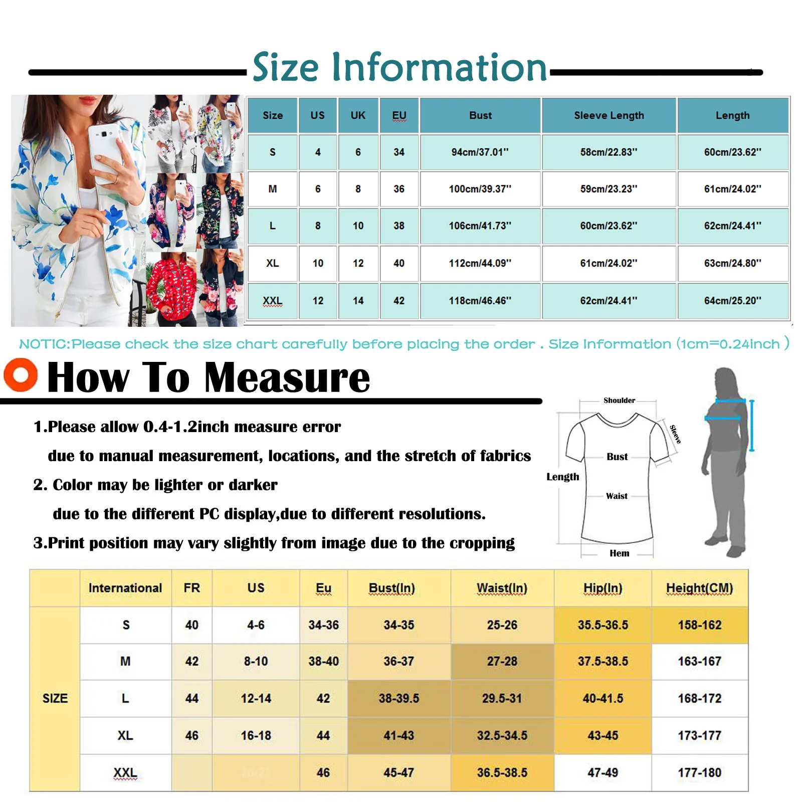 

Fashionable Women Coat Casual Cool Blouse Fashion Zipper V-neckline Jacket Floral Printed Tops Vintage Retro Classic Female