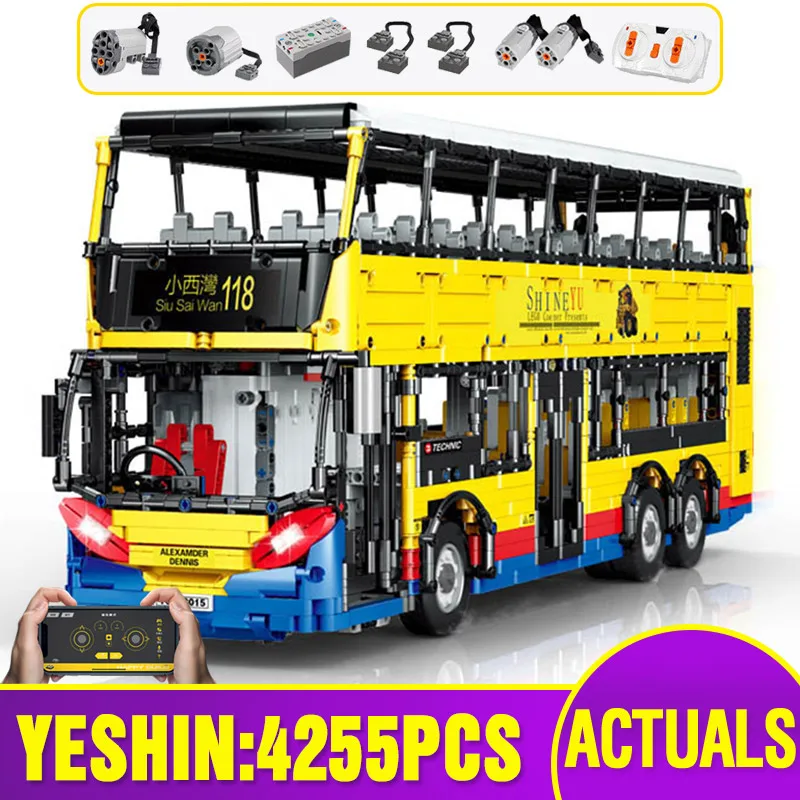 QC015 APP технический автомобиль игрушки MOC RC моторизованный трансбус окружающей