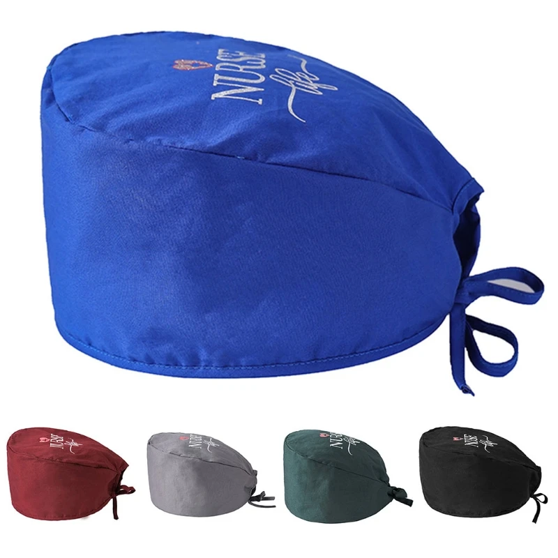 

M89E Scrub in Solid Color Turban Adjustable Hair Cover Unisex Doctor with Sweatband for Beauty Worker