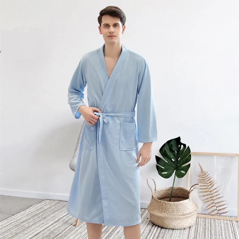 men blue Сексуальный зимний длинный халат для влюбленных, нижнее белье, ночная рубашка, топ для сна, женский и мужской халат, ночная рубашка, утолщенные халаты для ванной, одежда для сна - Цвет: men blue