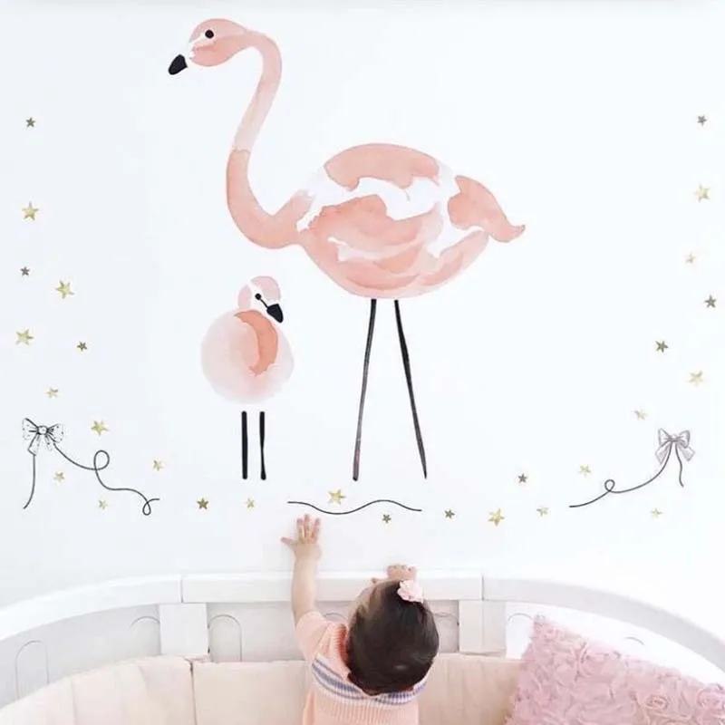 

Cartoon Flamingo Wall Sticker for Children Room Decoration Kids Wall Decals Stickers Wall Stickers Home Decor Living Room DIY