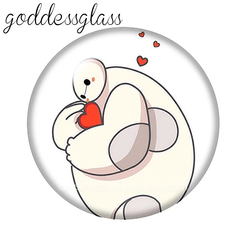 Disney с буквенным принтом Большой Герой 6 Baymax/Хиро 10 шт. круглый фото стекло кабошон