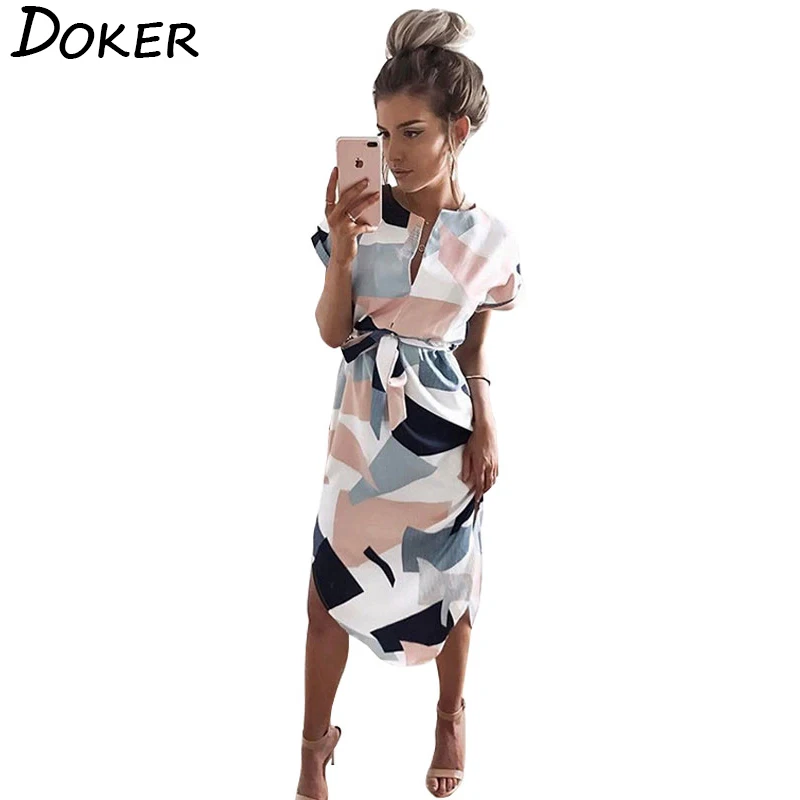 2021 летние платья с принтом для женщин круглым вырезом короткими рукавами туника