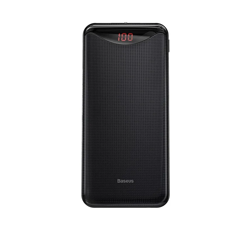 Baseus 10000mAh зарядное устройство для телефона для iPhone X samsung huawei Xiaomi фонарик цифровой дисплей power Bank два выхода Usb - Цвет: Black
