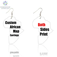 somesoor custom african map wood drop earrings both sides print personalized loops pendant ear dangle jewelry for women gift