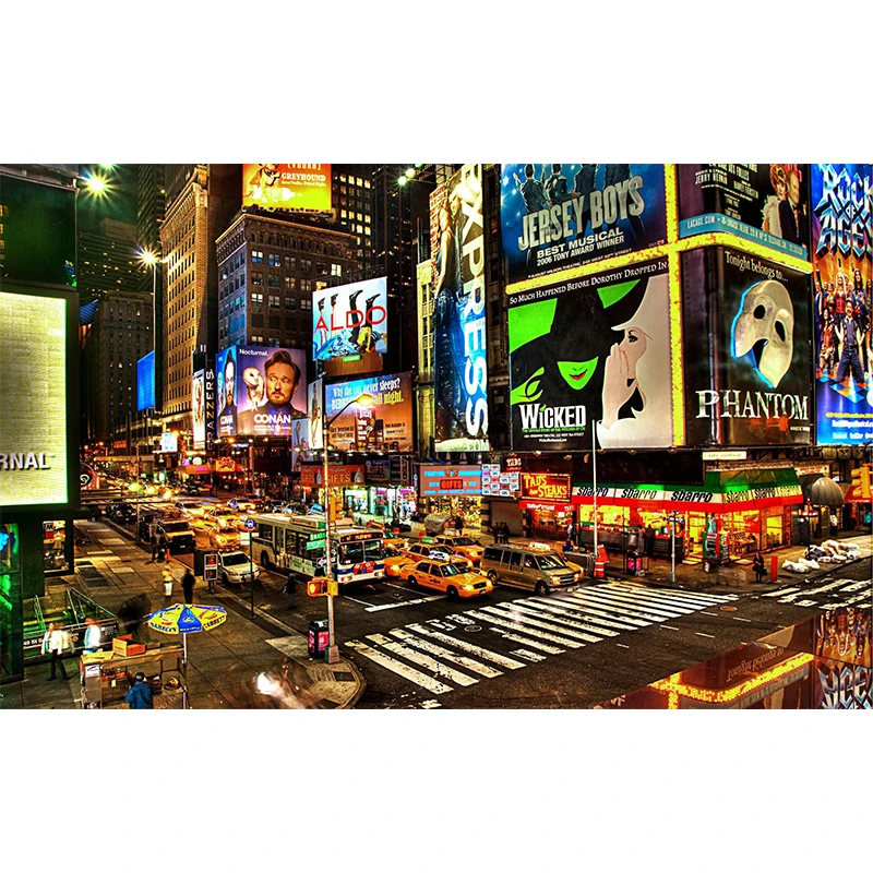 5D DIY Алмазная картина Нью-Йорк ночью полная квадратная круглая вышивка Стразы