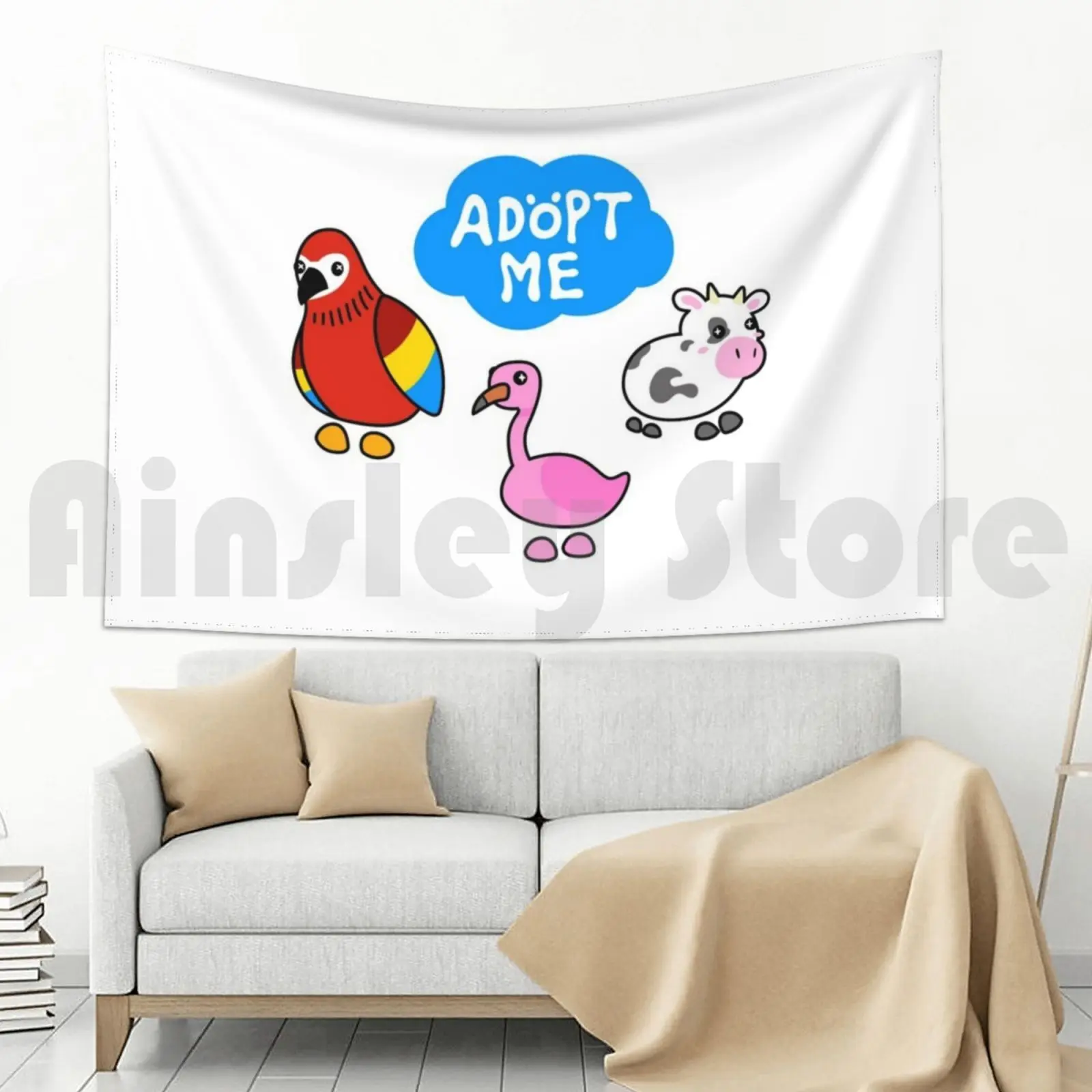 Funny Bird And Moo Adopt Tapestry Living Room Bedroom Me Albertsstuff Youtuber |