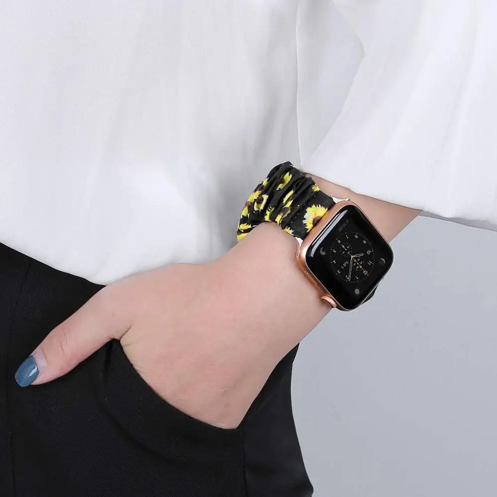 Ремешок scruntie для Apple watch band 44 мм 40 браслет соло-часов серии 6 SE 5 4 3 38 42
