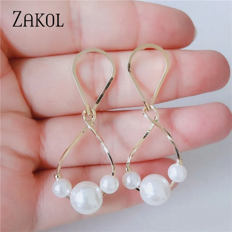 ZAKOL Romantic Simulation Pearl Drop Earrings Sweet Love Heart Bridal for Women Fashion Wedding Work Jewelry FAEP050 | Украшения и
