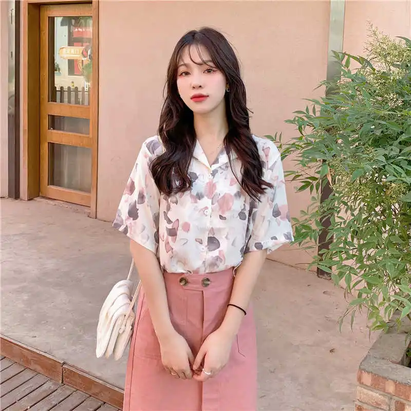 

Real Shot Cost-Effective Summer Temperament Leisure Oil Painting Shirt