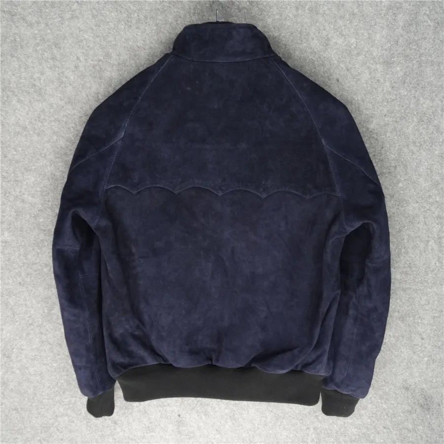 Куртка мужская короткая из натуральной замши верхняя одежда воловьей кожи