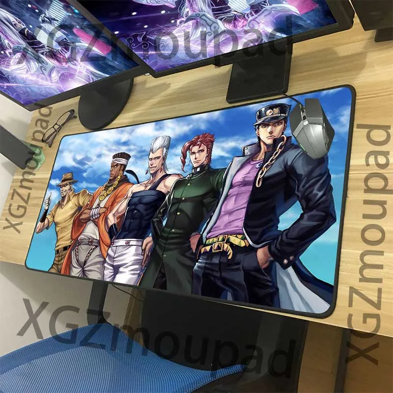 

XGZ 3D Cool Animation Custom Large Mouse Pad Black Lock Edge JoJo's Bizarre Adventure Office Computer Desk Mat Non-slip Xxl
