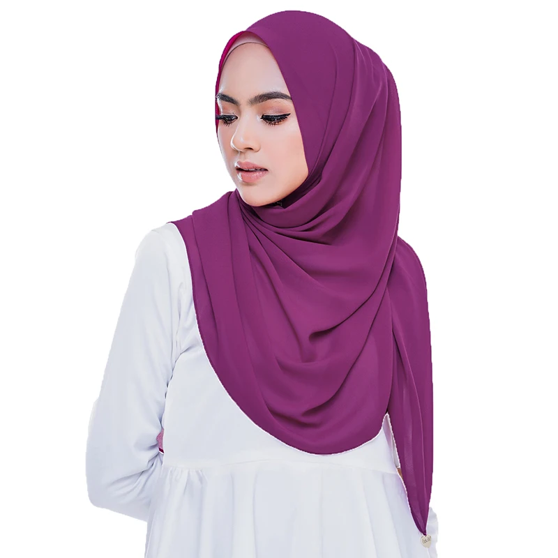 Простой женский шарф из пузырькового шифона однотонный хиджаб шаль головной