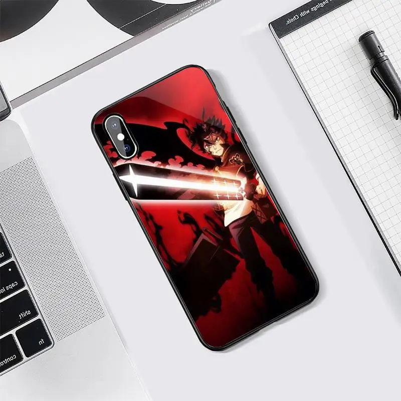 

Anime Black Clover Asta Phone Case Tempered glass For iphone 5C 6 6S 7 8 plus X XS XR 11 PRO MAX