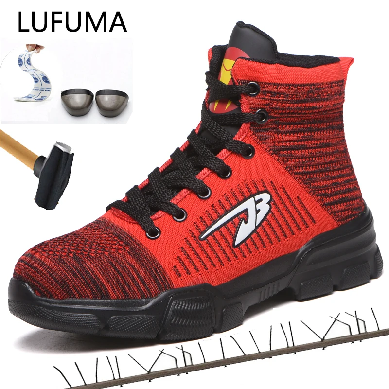 Winter New Men's Anti Smashing Cotton Steel Toe Work Shoes High Top Boots With Fur Men Puncture Proof Safety | Обувь