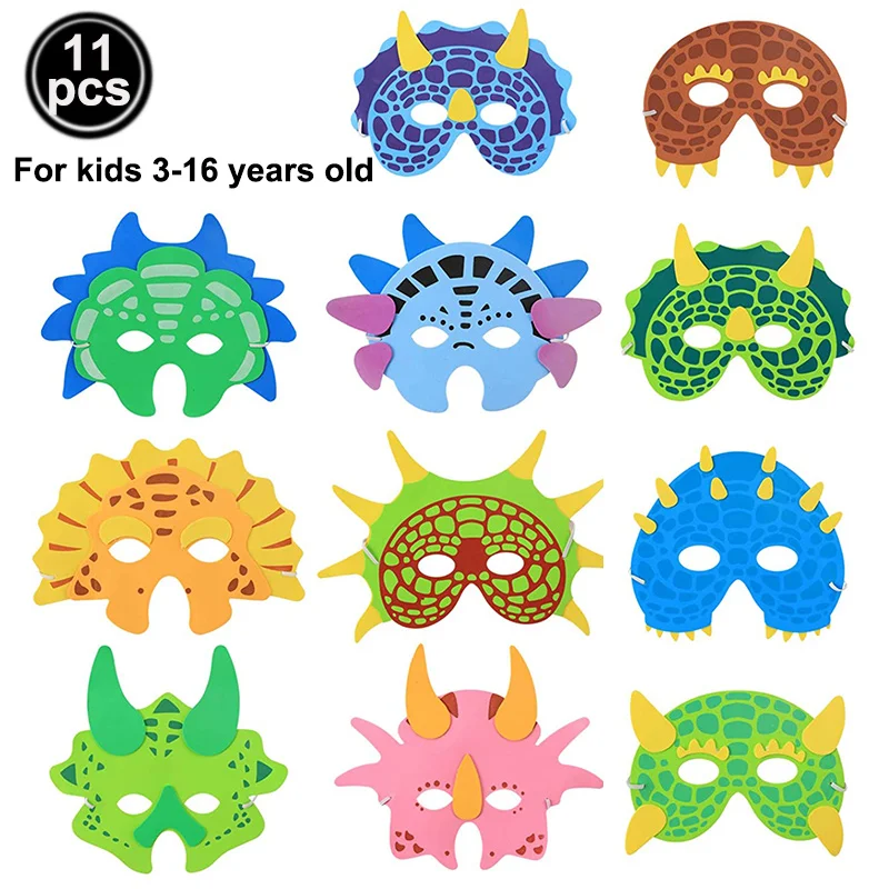 

Jurassic World Dino Mask Set Dinosaur Birthday Decoration Cosplay Halloween Party Costumes Toy for Kids Baby Shower Decor Supply