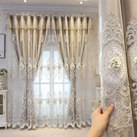 high quality double layer embroidery blackout curtain for living room europe style cloth yarn integrated bedroom shading curtain