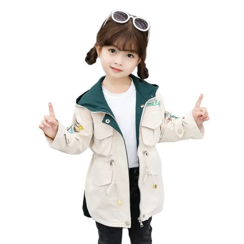 

Демисезонная куртка для девочек-подростков, ветровка с капюшоном