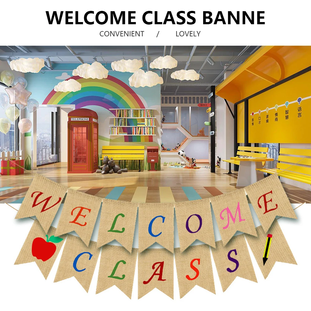 Школьный декор льняной баннер вечерние многоразовый милый подвесной фестиваль