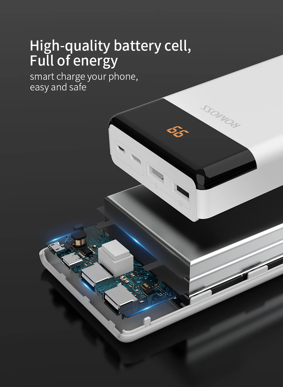ROMOSS LT30 внешний аккумулятор 30000 мАч usb type C 30000 мАч Внешний аккумулятор зарядное устройство для iPhone 11 для Xiaomi повербанк