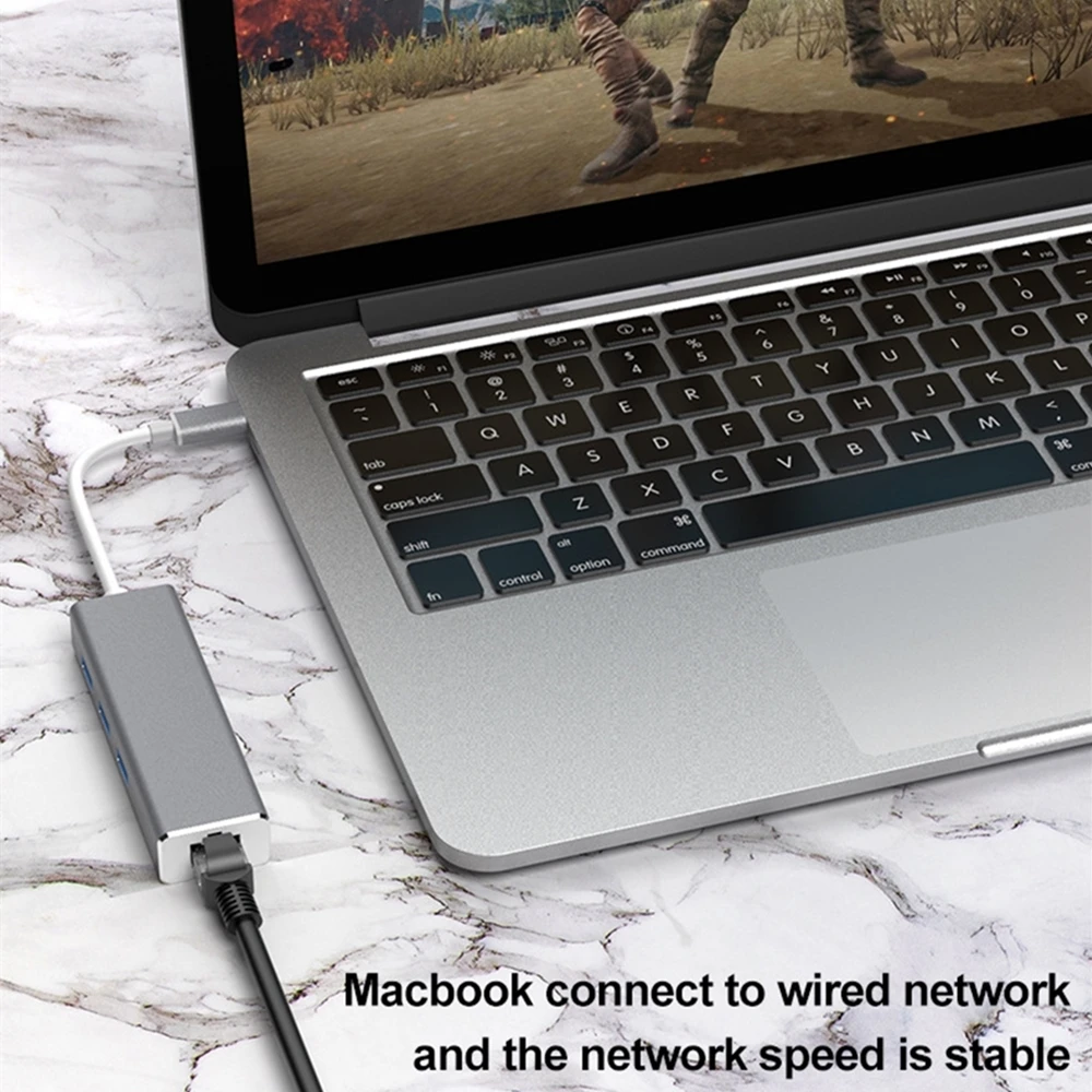 Адаптер tebe 4 в 1 с 3 портами USB 0 Type C к Rj45 Lan Ethernet сетевой разветвитель адаптер для