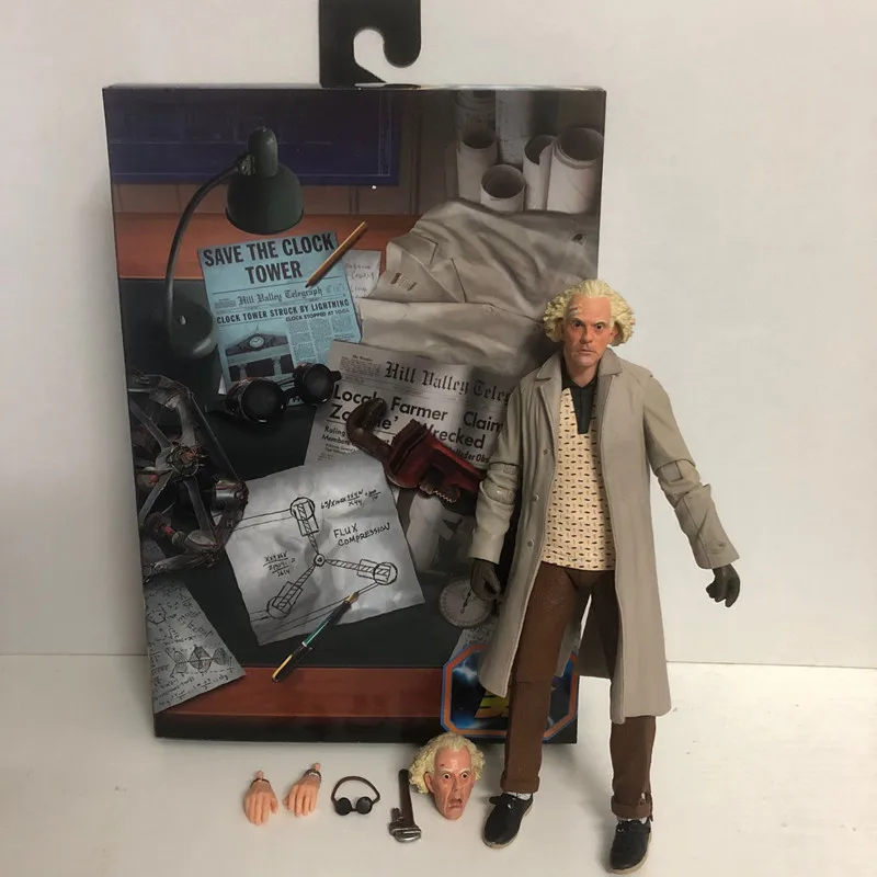 

In Stock Marty McFly Figure DOC Brown Figure Back To The Future Ⅱ Sports Almanac Ultimate 1955 The 35th Anniversary Neca Figures