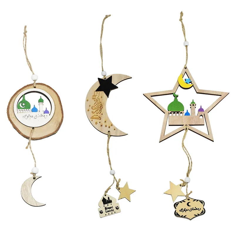 

Wooden EID Mubarak Decoration Ramadan Mubarak Ornaments Islamic Muslim Pendant Eid Al Adha Party Supplies Ramadan Kareem Gifts