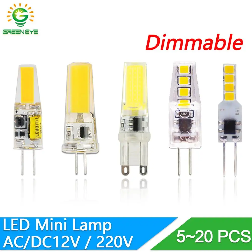 Светодиодный g4 светодиодные лампы g9 светодиодный 12V 220V затемнения 2835 SMD 3 Вт 6 9 COB