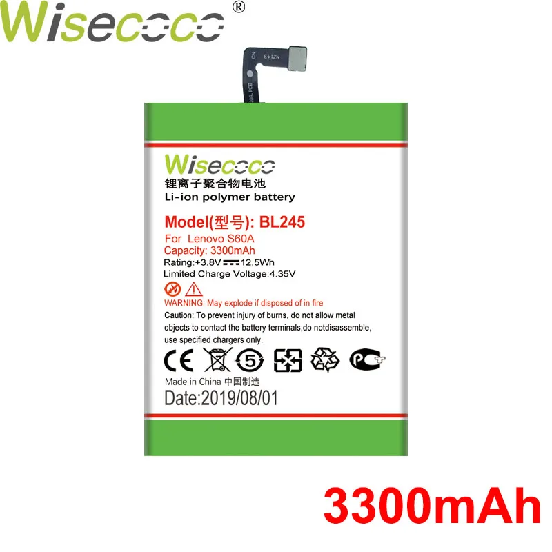 3300mAh WISECOCO 2150 mAh Замена Батарея для lenovo S60A S 60a Pro смарт-мобильный телефон+ номер для отслеживания - Цвет: 3300mAh