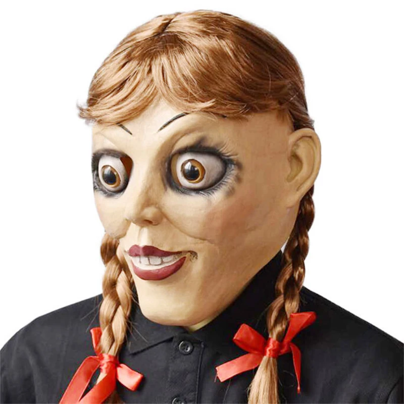 Маска для косплея из фильма Annabelle возвращается домой латексная страшная жуткая