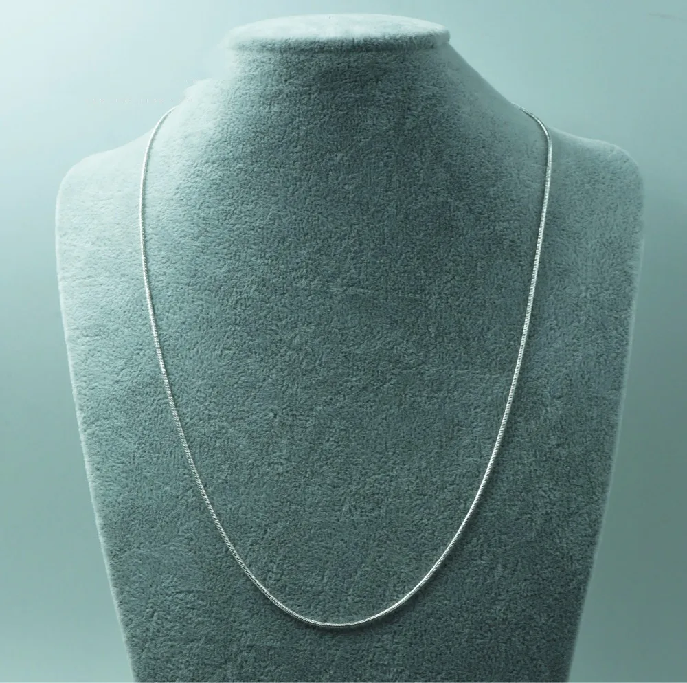 Цепочка Серебристая в виде змеи тонкое ожерелье 1 мм 16/18/20/22/24 дюйма со штампом|silver