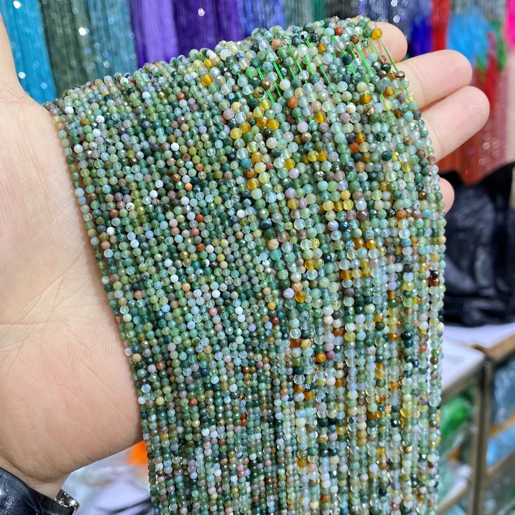 

Зеленый индийский агат граненые круглые 2 мм 3 мм 4 мм небольшого размера натуральные драгоценные камни бусины для изготовления ювелирных из...