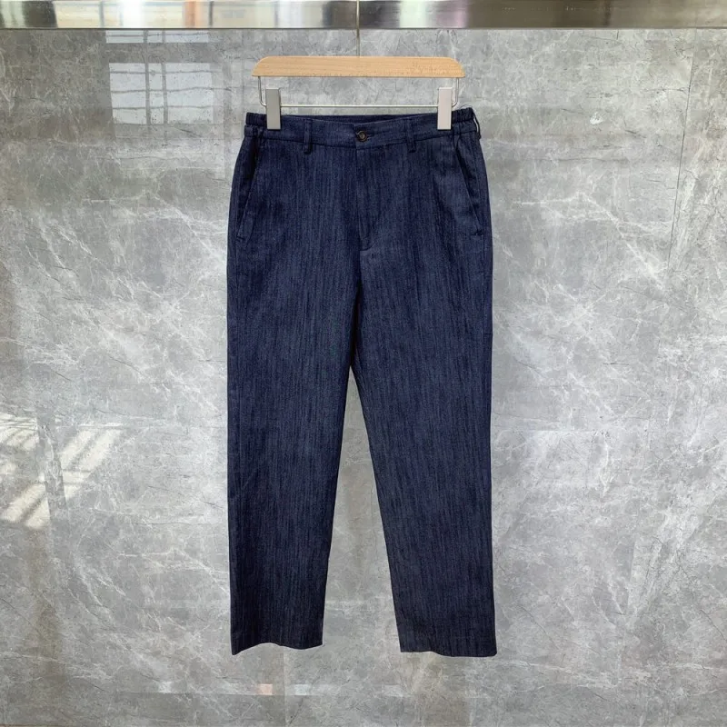 

Luxury Men Denim Blazer Suit Fashion Single Breasted Party Suit Jacket Trousers Two Pieces Set Slim Formal Pants Set Male M-XL