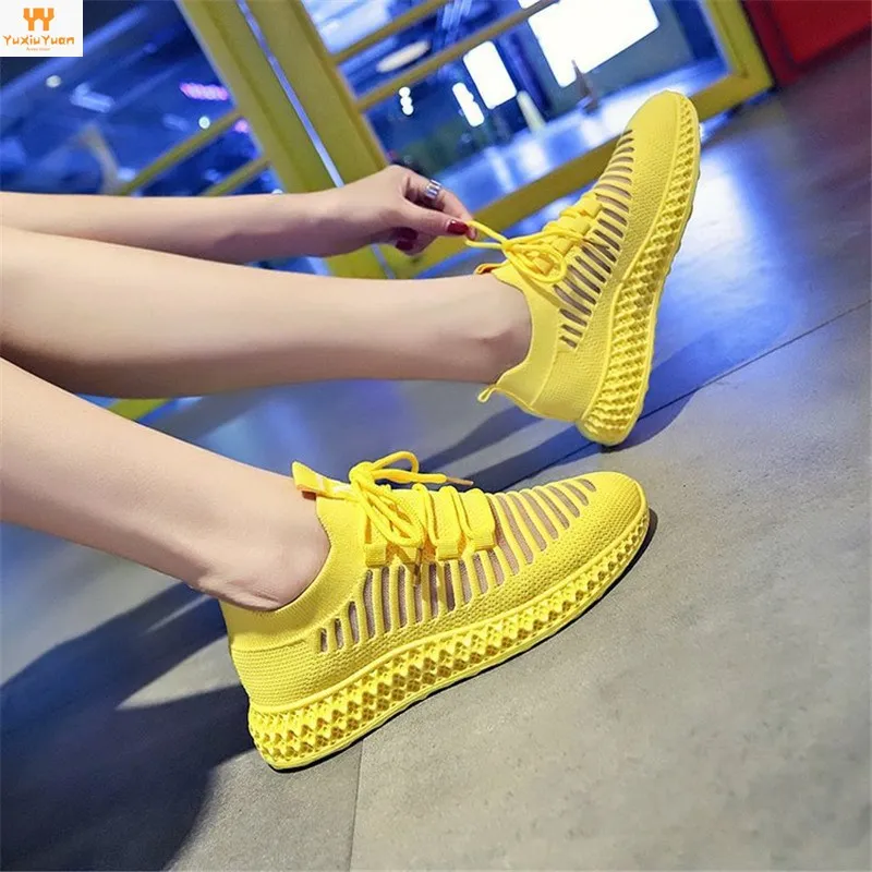 Женские кроссовки низкие женские настоящие дышащие летающие плетеные