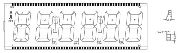 100PIN TN положительный 6-знака после запятой сегмент ЖК-дисплей Панель 5V белый/желтый и зеленый цвета/синий Подсветка цифровой Дисплей код времени ЖК-дисплей Экран