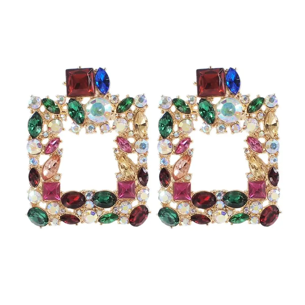 Женские серьги гвоздики с кристаллами MANILAI разноцветные стразы эффектные