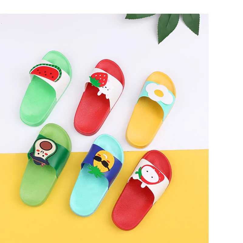 Детские тапочки для мальчиков и девочек Обувь с рисунком фруктов Летние