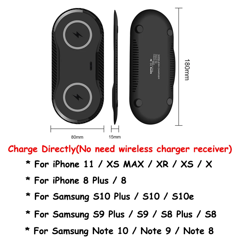 Carregador Sem Fio для Samsung Note 8 9 10 Plus Беспроводное зарядное устройство Chargeur iPhone 11 Pro XS MAX XR