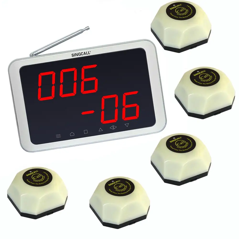 SINGCALL Беспроводная система зуммера для эффективного обслуживания 5 настольные