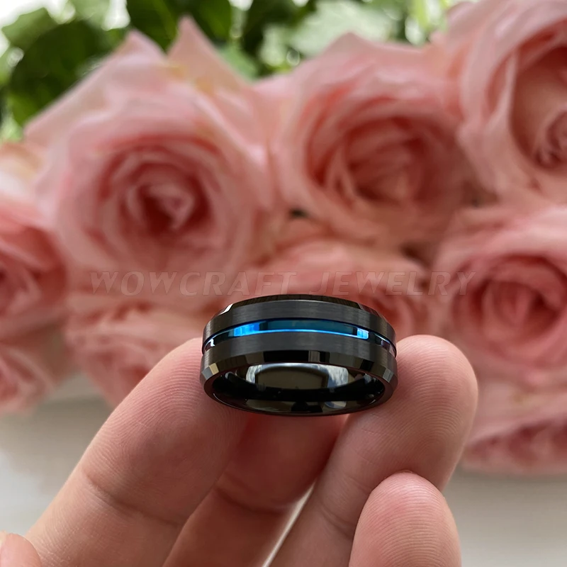 8 мм черные синие вольфрамовые кольца для мужчин женщин матовая отделка