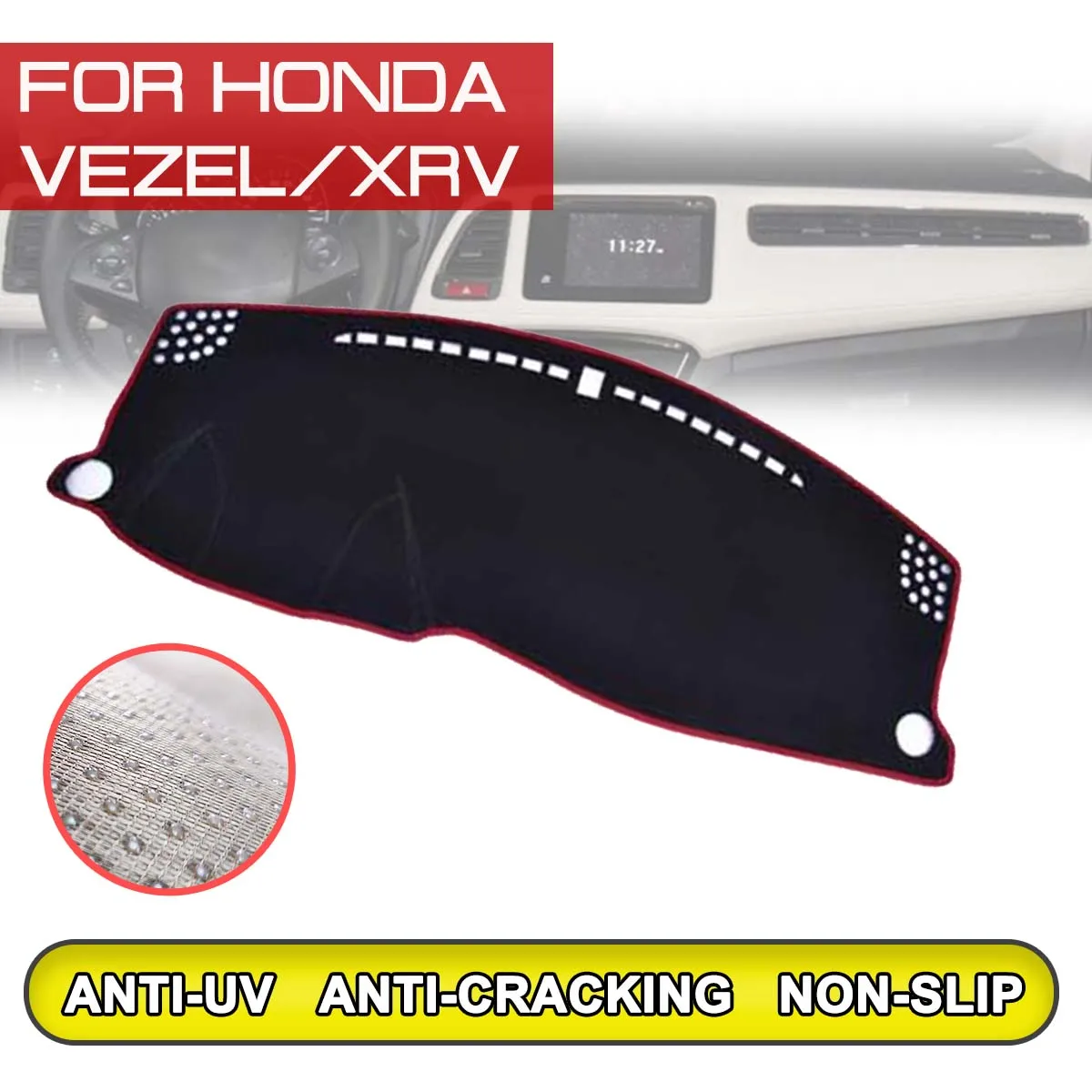 

Коврик для приборной панели автомобиля, для Honda VEZEL XRV, 2015, 2016, 2017, 2018-2020, противоскользящий, защита от ультрафиолета