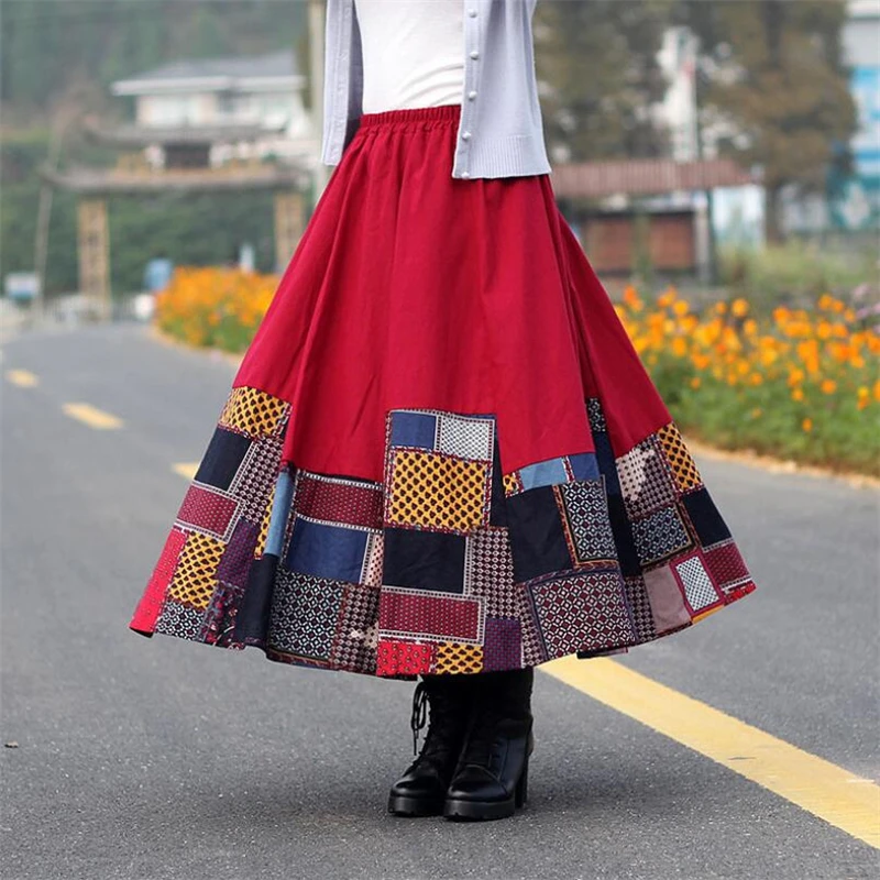 Женская длинная юбка трапециевидной формы с высокой талией винтажная в