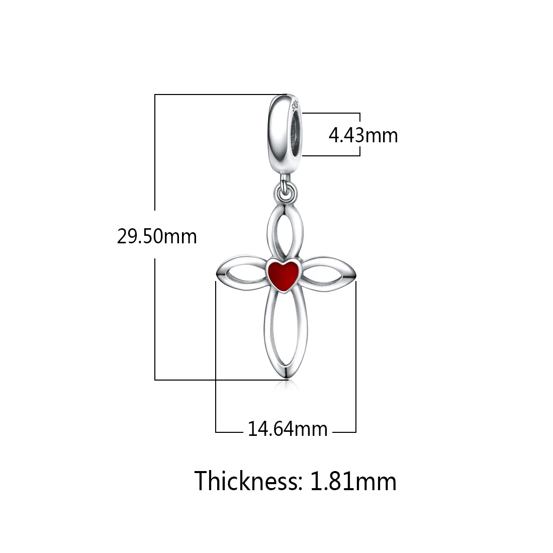 DALARAN Silver Cross Red Heart Pendants Charms Fit Bracelets Bangles DIY Jewelry 925 Women 2019 Hot Sale |