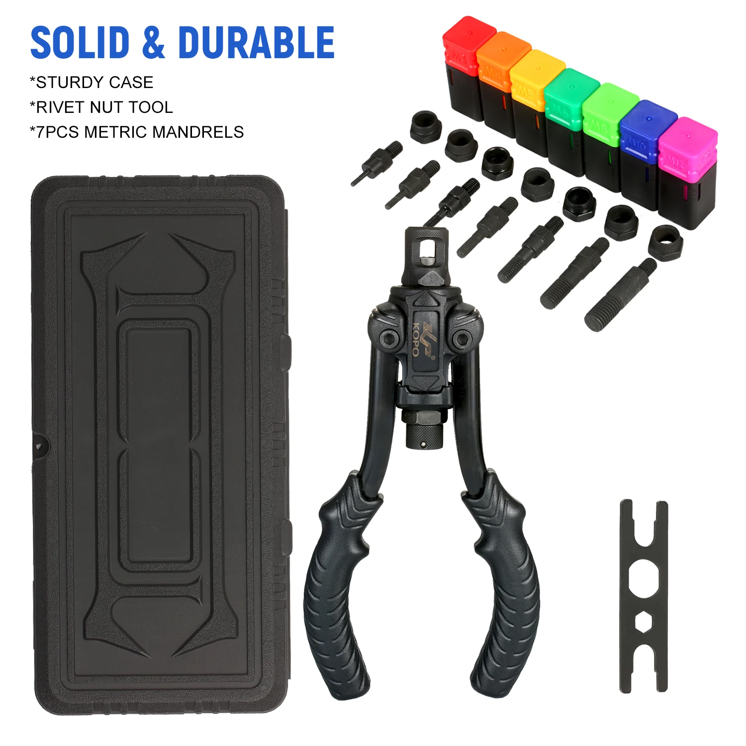 

Professional Rivet Nut Tool Manual Riveter Threaded Nut Riveting Kit with Metric Mandrels M3 M4 M5 M6 M8 M10 M12 Installation