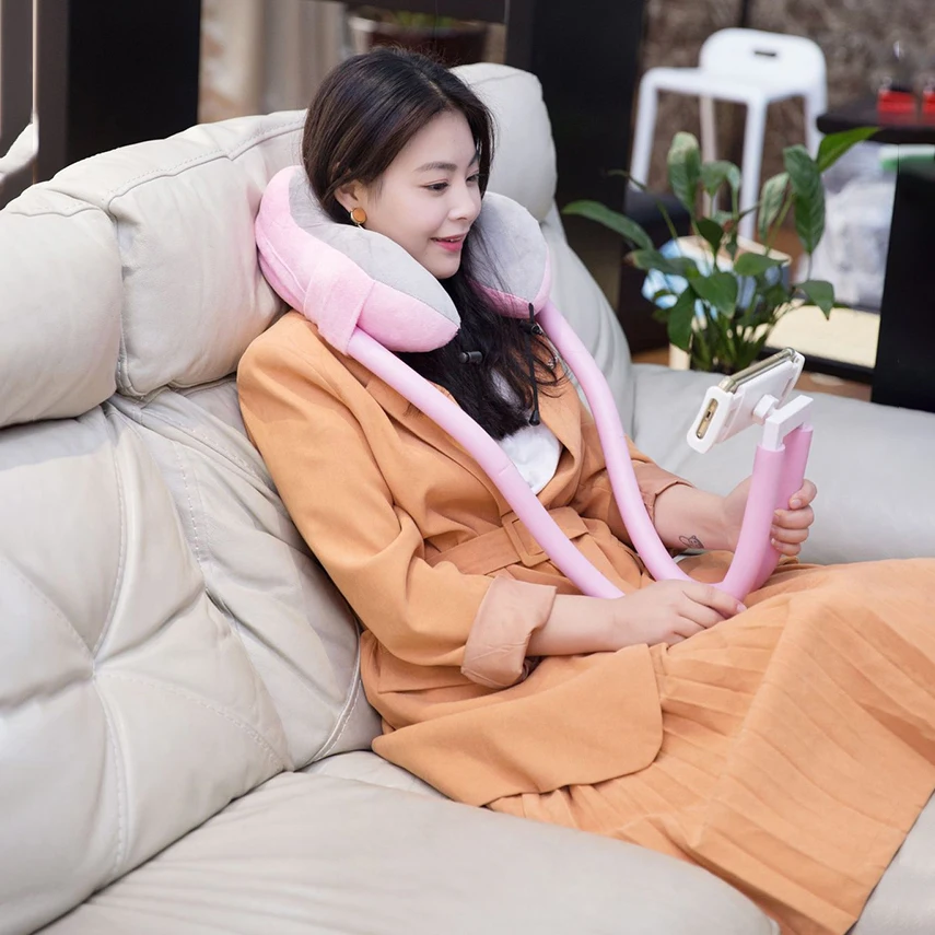 

2 In 1Neck Pillow Adjustable U-Shaped Neck Pillow With Mobile Phone Holder Portable Head Cervical Support Pillow hugs