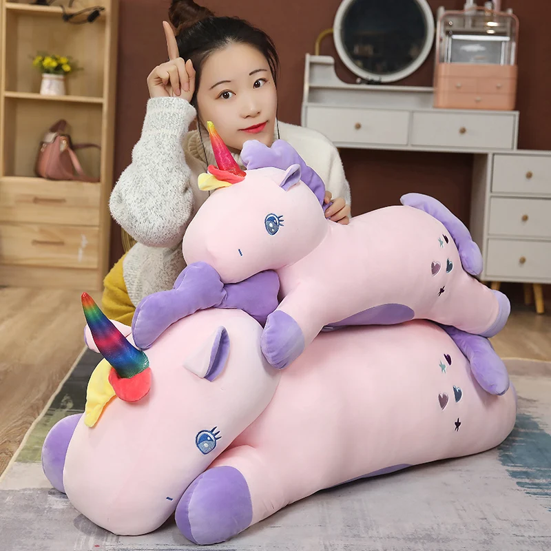 

Giant Purple Unicorn Plush Toy Stuffed Cartoon Animals Rainbow Horn Pink Unicornio Throw Pillow for Girl Kids Birthday Gift Xmas