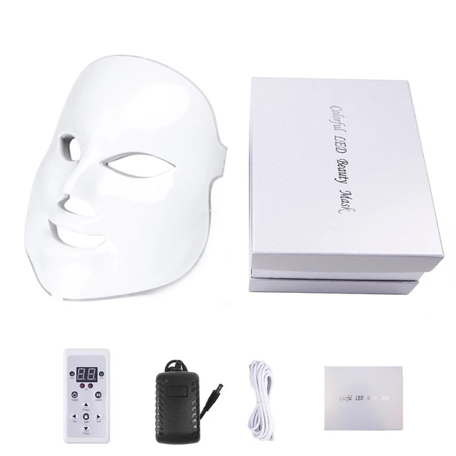 AU Plug with box Светодиодная терапевтическая маска, 7 цветов, светильник, маска для лица, терапия, фотон, светодиодная маска для лица, машина, светодиодная маска для лица, красота, спа, корейские инструменты для ухода за кожей - Цвет: AU Plug with box