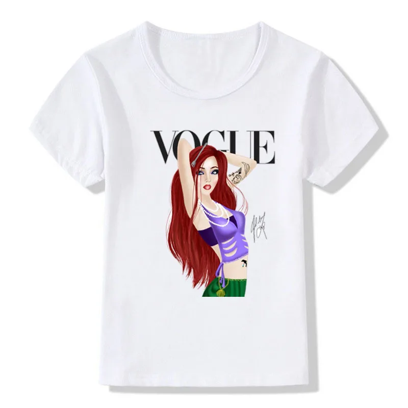 Модная футболка для девочек рубашки с героями мультфильмов одежда